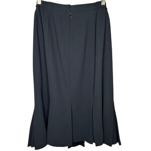 Nipon Boutique 14W-Black Skirt- plus size, elastic,Button, pleated, knee length‎